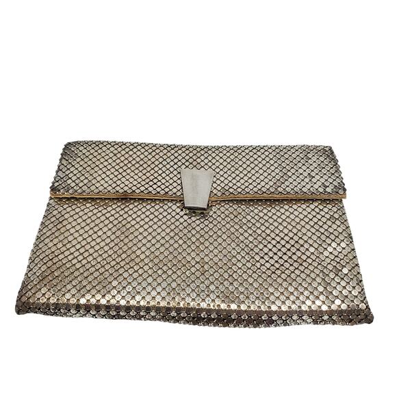 Whiting & Davis Metallic Silver Mesh Clutch Small Evening Bag Retro Glam Purse - Picture 2 of 8